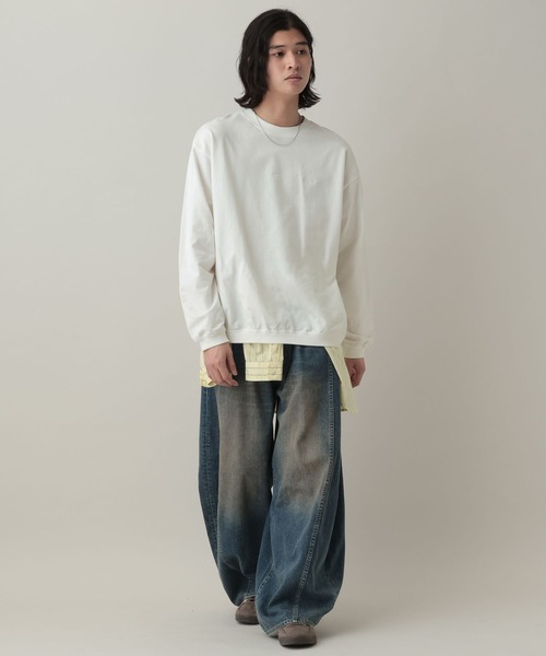 RAGEBLUE（レイジブルー）の「Pigment Mini Stitch Sweat/ピグメント加工ミニ刺繍スウェット（スウェット・メンズ・オフホワイト/その他19/グリーン/ネイビー・LARGE/MEDIUM）」の6枚目の写真