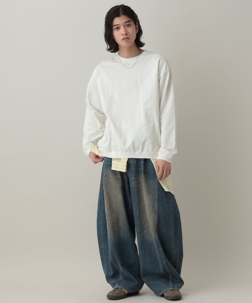 RAGEBLUE（レイジブルー）の「Pigment Mini Stitch Sweat/ピグメント加工ミニ刺繍スウェット（スウェット・メンズ・オフホワイト/その他19/グリーン/ネイビー・LARGE/MEDIUM）」の7枚目の写真