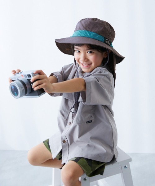 devirock（デビロック）の「保冷剤が入る日よけガード付き 親子で使える 撥水 UVカットフェスハット(水陸両用)（ハット・キッズ・チャコール/マルチ/ラベンダー/ブルー系1/ブルー系2/ピンク系1/ブルーグレー/ブラック/ライトグレー/ベージュ・52/54/56/58）」の13枚目の写真