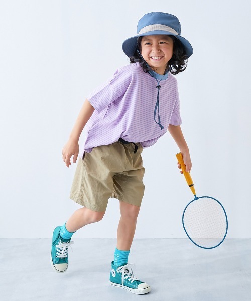 devirock（デビロック）の「保冷剤が入る日よけガード付き 親子で使える 撥水 UVカットフェスハット(水陸両用)（ハット・キッズ・チャコール/マルチ/ラベンダー/ブルー系1/ブルー系2/ピンク系1/ブルーグレー/ブラック/ライトグレー/ベージュ・52/54/56/58）」の14枚目の写真