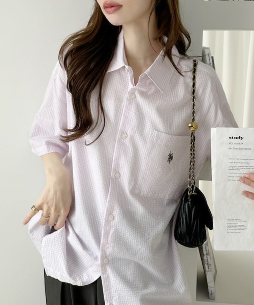 U.S. POLO ASSN.(ユーエスポロアッスン)の「【Ada.別注 U.S. POLO ASSN】オーバーサイズ シアサッカー チェック シャツ(シャツ/ブラウス・レディース・ライトブルー/グレー/ピンク・S/M)」の17枚目の写真