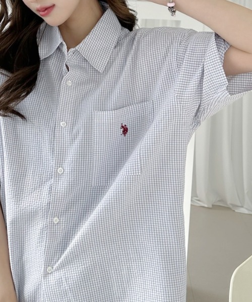 U.S. POLO ASSN.(ユーエスポロアッスン)の「【Ada.別注 U.S. POLO ASSN】オーバーサイズ シアサッカー チェック シャツ(シャツ/ブラウス・レディース・ライトブルー/グレー/ピンク・S/M)」の8枚目の写真