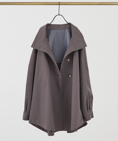 collex（コレックス）の「ハイネックフレアーコート（トレンチコート・レディース・キャメル/チャコールグレー・フリー）」の6枚目の写真