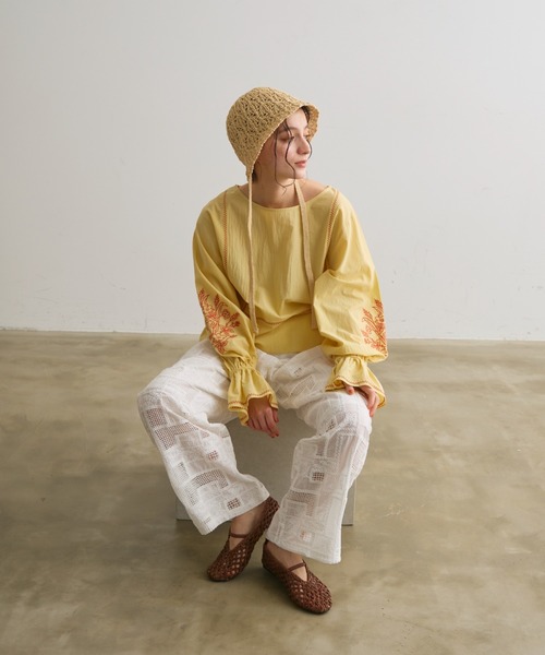 Crisp（クリスプ）の「コード刺繍メッシュイージーパンツ（その他パンツ・レディース・ホワイト・FREE）」の17枚目の写真