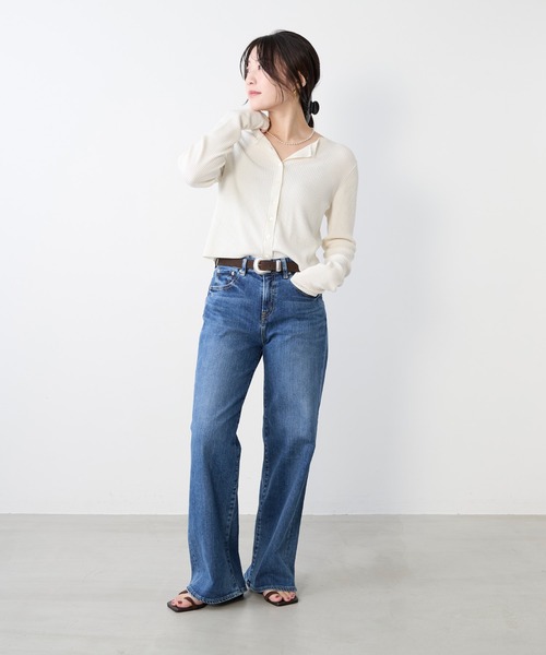 MICA&DEAL(マイカ&ディール)の「リブショートカーディガン(ニット/セーター・レディース・アイボリー/オフホワイト/グレー/ネイビー・FREE)」の6枚目の写真
