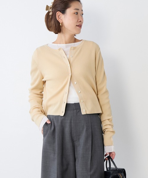 MICA&DEAL(マイカ&ディール)の「リブショートカーディガン(ニット/セーター・レディース・アイボリー/オフホワイト/グレー/ネイビー・FREE)」の20枚目の写真