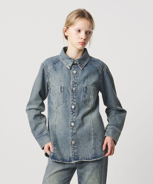 ATTISESSION（アティセッション）の「＜ATTISESSION＞ダーティ フィニッシュ デニム シャツ（シャツ/ブラウス・レディース・コバルトブルー・36/38）」の10枚目の写真