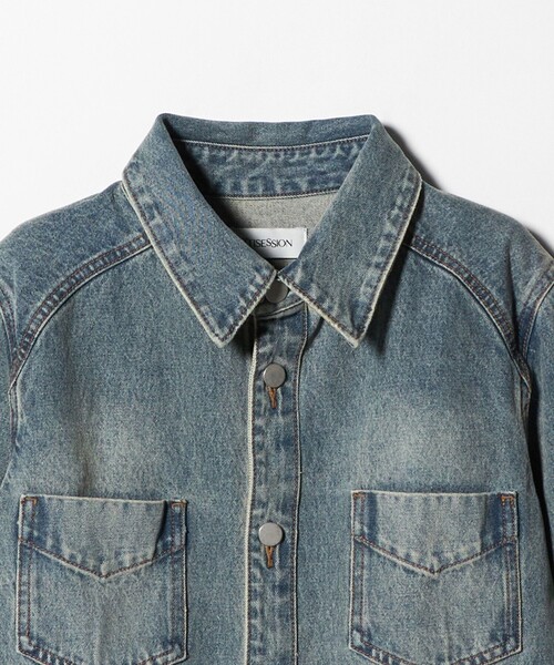 ATTISESSION（アティセッション）の「＜ATTISESSION＞ダーティ フィニッシュ デニム シャツ（シャツ/ブラウス・レディース・コバルトブルー・36/38）」の4枚目の写真