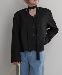 Rashik（ラシク）の「【Rashik】チョーカータイ付きジャケット（ノーカラージャケット）」