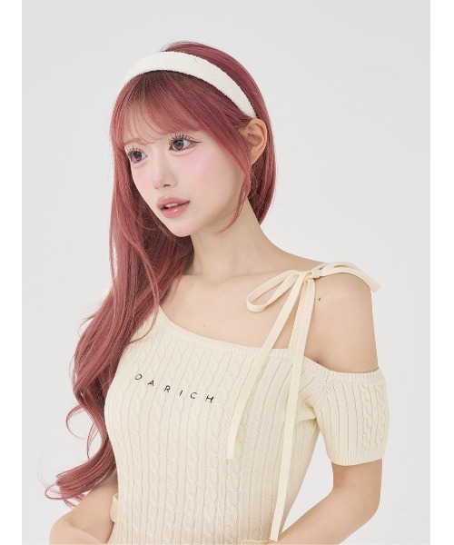 Darich(ダーリッチ)の「ロゴケーブルワンショルニットミニワンピース(ワンピース・レディース・ピンク/サックスブルー/アイボリー・FREE/FL)」の14枚目の写真