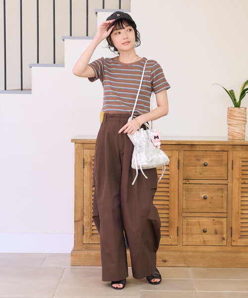 FREAK'S STORE(フリークスストア)の「ワッフル Tシャツ/ボーダーTシャツ(Tシャツ/カットソー・レディース・ブラック/チャコール/ブラウン/ナチュラル/オフホワイト・フリ-)」の15枚目の写真