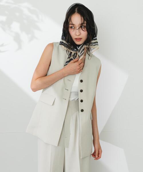 SENSE OF PLACE by URBAN RESEARCH(センスオブプレイスバイアーバンリサーチ)の「『UR TECH DRYLUXE』リネンライクジレ(ベスト・レディース・ライトベージュ/チャコールグレー・ONE)」の3枚目の写真