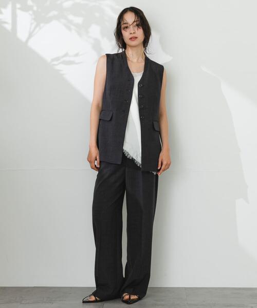 SENSE OF PLACE by URBAN RESEARCH(センスオブプレイスバイアーバンリサーチ)の「『UR TECH DRYLUXE』リネンライクジレ(ベスト・レディース・ライトベージュ/チャコールグレー・ONE)」の17枚目の写真