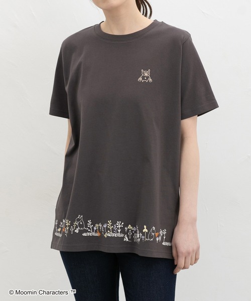 Honeys(ハニーズ)の「【UVカット】ムーミン/半袖チュニック(Tシャツ/カットソー・レディース・ダークグリーン系/ピンク/ホワイト×ネイビー/スミクロ・L/LL/M)」の2枚目の写真