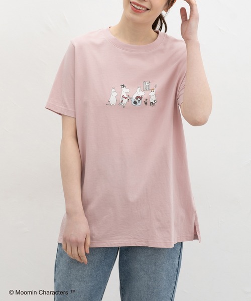 Honeys(ハニーズ)の「【UVカット】ムーミン/半袖チュニック(Tシャツ/カットソー・レディース・ダークグリーン系/ピンク/ホワイト×ネイビー/スミクロ・L/LL/M)」の5枚目の写真