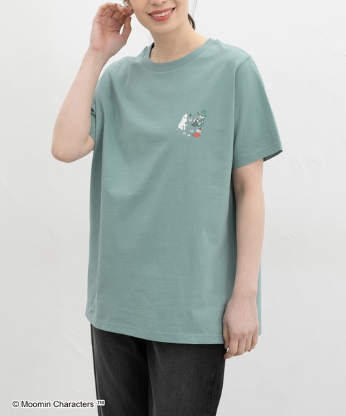 Honeys(ハニーズ)の「【UVカット】ムーミン/半袖チュニック(Tシャツ/カットソー・レディース・ダークグリーン系/ピンク/ホワイト×ネイビー/スミクロ・L/LL/M)」の11枚目の写真
