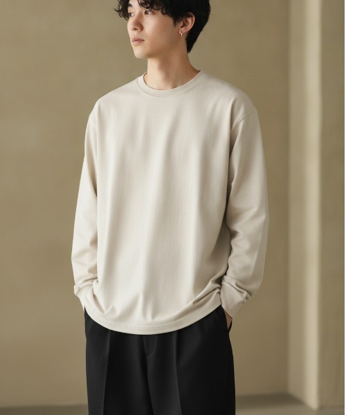 LIFEMAX(ライフマックス)の「【LIFEMAX/ライフマックス】10.2オンススーパーヘビーウェイトロングスリーブTシャツ/長袖T 超肉厚 無地 オーバーサイズ 全6色 ユニセックス(Tシャツ/カットソー・メンズ・ブルー系その他/ベージュ系その他/グレー系その他/ブラック/ネイビー・X-LARGE/LARGE/MEDIUM)」の3枚目の写真
