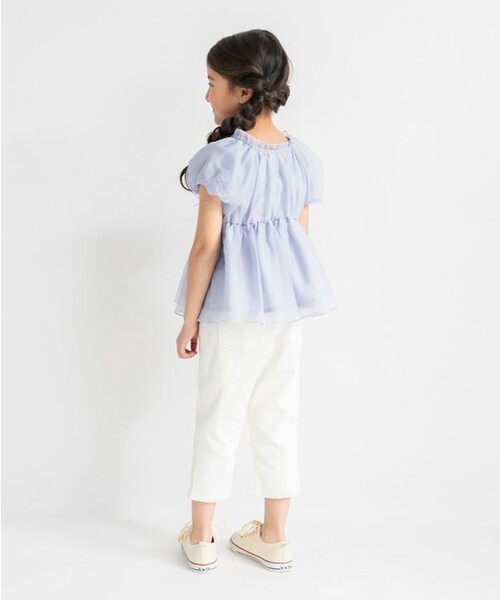 BRANSHES(ブランシェス)の「裾フリンジクロップドパンツ(その他パンツ・キッズ・ブルー/アイボリー・130/150/90/100/110/120/140)」の5枚目の写真