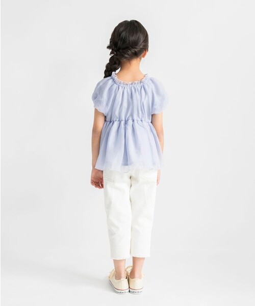 BRANSHES(ブランシェス)の「裾フリンジクロップドパンツ(その他パンツ・キッズ・ブルー/アイボリー・130/150/90/100/110/120/140)」の6枚目の写真