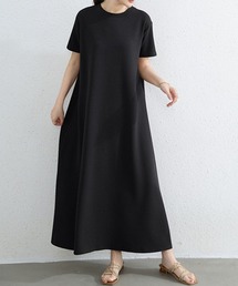 Aライン半袖ロングワンピース