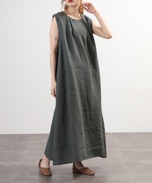 08Mab（ゼロハチマブ）の「08 Mab 麻100% 前タック ジャンパースカート 9番手リネン使用（ジャンパースカート）」