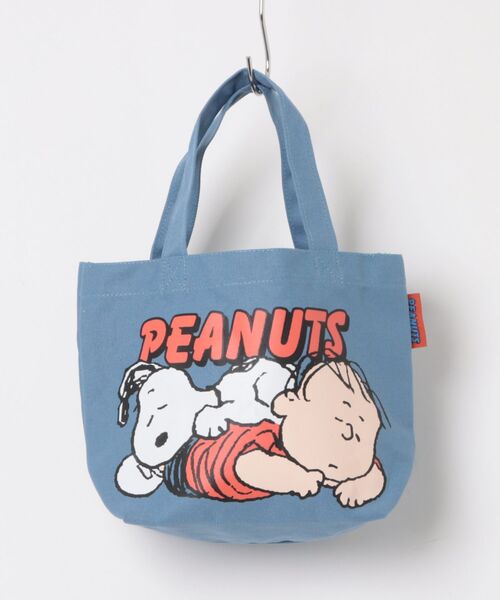 PEANUTS(ピーナッツ)の「【 PEANUTS 】 スヌーピー カラーマチ付きバッグ 26S3(エコバッグ/サブバッグ・レディース・オフホワイト/ライトブルー・FREE)」の2枚目の写真