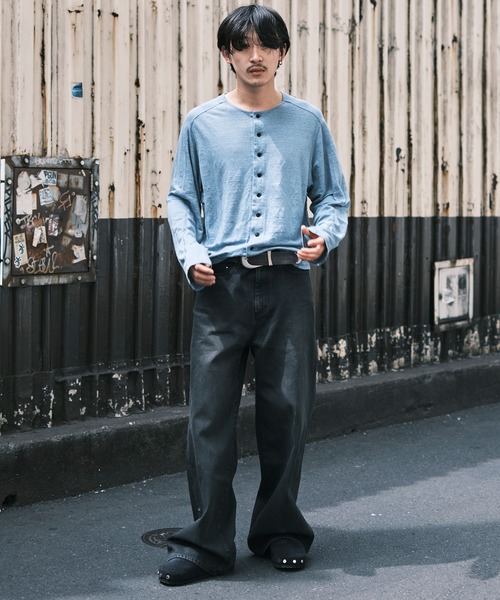 MATSUFUJI（マツフジ）の「Linen Cardigan（カーディガン/ボレロ・メンズ・ブラック/ブルー・3/2）」の12枚目の写真