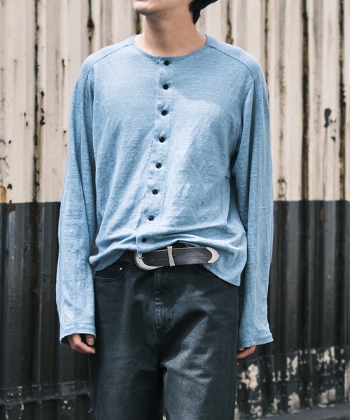 MATSUFUJI（マツフジ）の「Linen Cardigan（カーディガン/ボレロ・メンズ・ブラック/ブルー・3/2）」の13枚目の写真