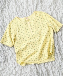JEMORGAN ワッフル花柄ピグメント加工H/Sヘンリー(パック) 半袖