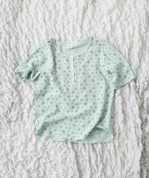 JEMORGAN(ジェーイーモーガン)の「JEMORGAN ワッフル花柄ピグメント加工H/Sヘンリー(パック) 半袖(Tシャツ/カットソー・レディース・グリーン/イエロー/ブルー/グレー・F)」の13枚目の写真