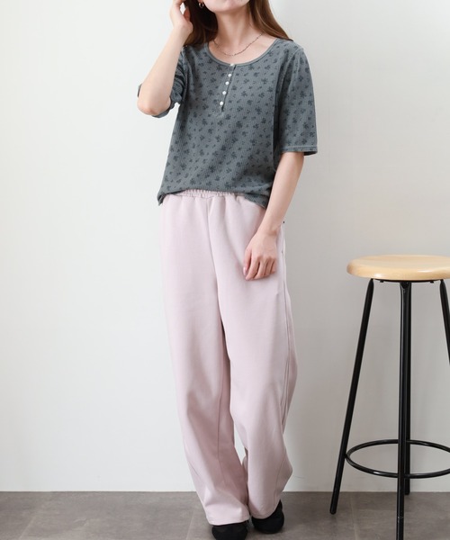 JEMORGAN(ジェーイーモーガン)の「JEMORGAN ワッフル花柄ピグメント加工H/Sヘンリー(パック) 半袖(Tシャツ/カットソー・レディース・グリーン/イエロー/ブルー/グレー・F)」の21枚目の写真