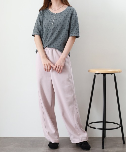 JEMORGAN(ジェーイーモーガン)の「JEMORGAN ワッフル花柄ピグメント加工H/Sヘンリー(パック) 半袖(Tシャツ/カットソー・レディース・グリーン/イエロー/ブルー/グレー・F)」の22枚目の写真