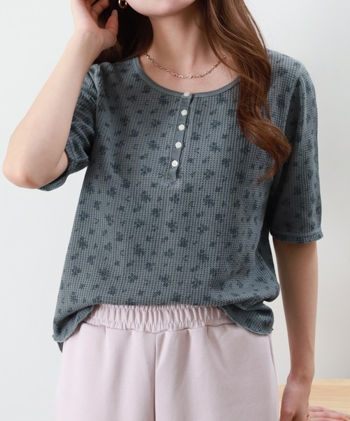 JEMORGAN(ジェーイーモーガン)の「JEMORGAN ワッフル花柄ピグメント加工H/Sヘンリー(パック) 半袖(Tシャツ/カットソー・レディース・グリーン/イエロー/ブルー/グレー・F)」の20枚目の写真