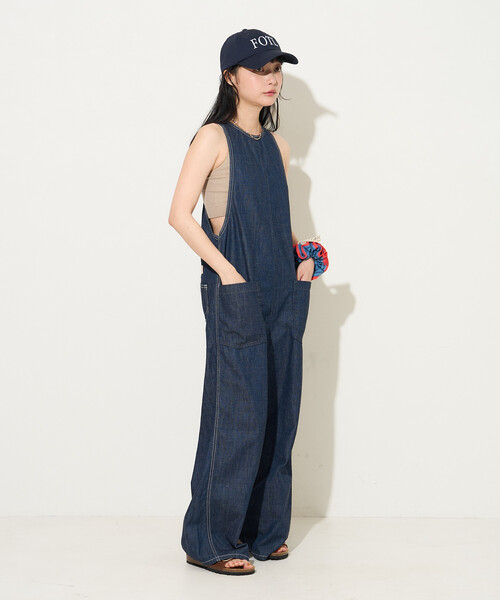 FREAK'S STORE(フリークスストア)の「SOMETHING × FREAK'S STORE/サムシング 別注 AMERICAN SLEEVE ALL IN ONE/アメリカンスリーブ デニムオールインワン(つなぎ/オールインワン・レディース・サックスブルー/ネイビー・SMALL/MEDIUM)」の10枚目の写真