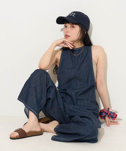FREAK'S STORE(フリークスストア)の「SOMETHING × FREAK'S STORE/サムシング 別注 AMERICAN SLEEVE ALL IN ONE/アメリカンスリーブ デニムオールインワン(つなぎ/オールインワン・レディース・サックスブルー/ネイビー・SMALL/MEDIUM)」の12枚目の写真