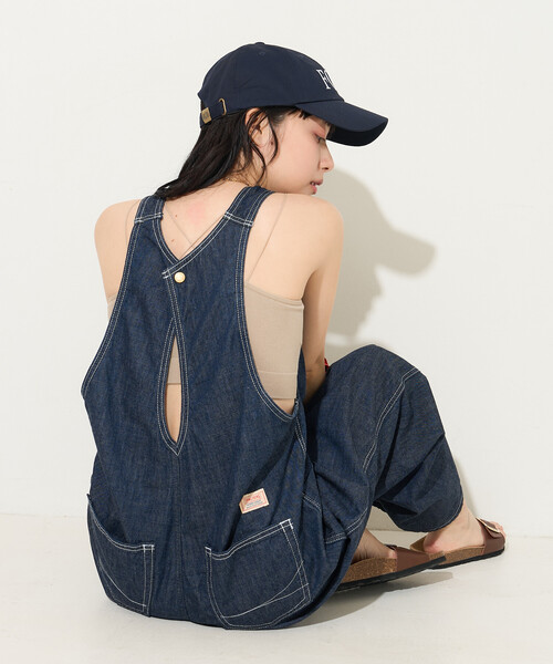 FREAK'S STORE(フリークスストア)の「SOMETHING × FREAK'S STORE/サムシング 別注 AMERICAN SLEEVE ALL IN ONE/アメリカンスリーブ デニムオールインワン(つなぎ/オールインワン・レディース・サックスブルー/ネイビー・SMALL/MEDIUM)」の13枚目の写真