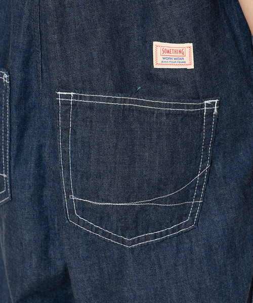 FREAK'S STORE(フリークスストア)の「SOMETHING × FREAK'S STORE/サムシング 別注 AMERICAN SLEEVE ALL IN ONE/アメリカンスリーブ デニムオールインワン(つなぎ/オールインワン・レディース・サックスブルー/ネイビー・SMALL/MEDIUM)」の5枚目の写真