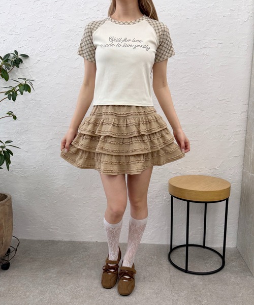 PHILLY(フィリー)の「チェックラグランコンパクトT(Tシャツ/カットソー・レディース・ベージュ/グレー・FREE)」の7枚目の写真