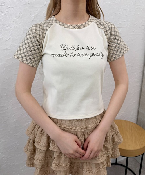 PHILLY(フィリー)の「チェックラグランコンパクトT(Tシャツ/カットソー・レディース・ベージュ/グレー・FREE)」の3枚目の写真