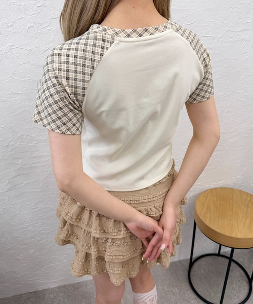 PHILLY(フィリー)の「チェックラグランコンパクトT(Tシャツ/カットソー・レディース・ベージュ/グレー・FREE)」の6枚目の写真