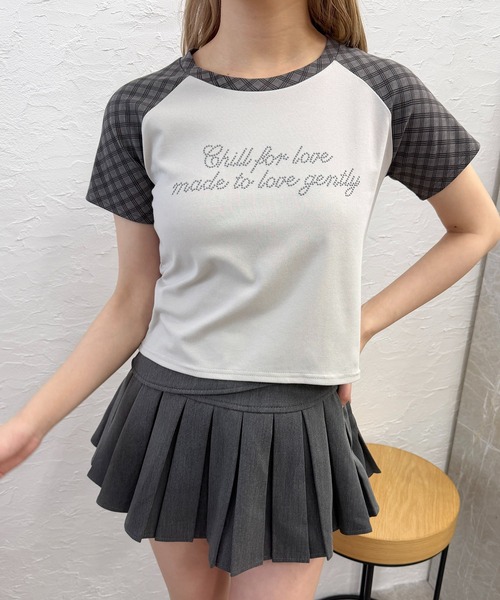 PHILLY(フィリー)の「チェックラグランコンパクトT(Tシャツ/カットソー・レディース・ベージュ/グレー・FREE)」の9枚目の写真