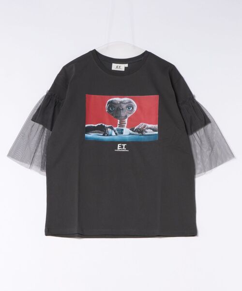MARKEY'S(マーキーズ)の「【E.T.】別注 袖チュールTシャツ/おとな(Tシャツ/カットソー・レディース・チャコール/ホワイト・160cm)」の9枚目の写真
