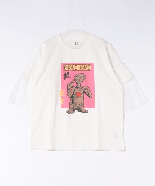 MARKEY'S(マーキーズ)の「【E.T.】別注 袖チュールTシャツ/おとな(Tシャツ/カットソー・レディース・チャコール/ホワイト・160cm)」の8枚目の写真