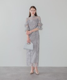 セール】【LEJA】バッグリボンオーガンジーフリルスリーブスパンコール