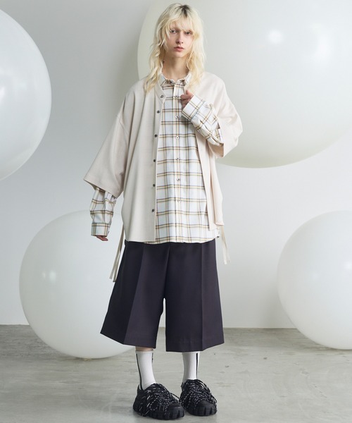 UNISEX》Dryamundsen KIMONO V-collar Prime-Over Side Gathers Short