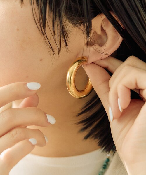 ear PAPILLONNER（イアパピヨネ）の「《金属アレルギー対応/ステンレス》40mmビッグフープピアス（ピアス（両耳用）・レディース・シルバー/ゴールド・FREE）」の12枚目の写真