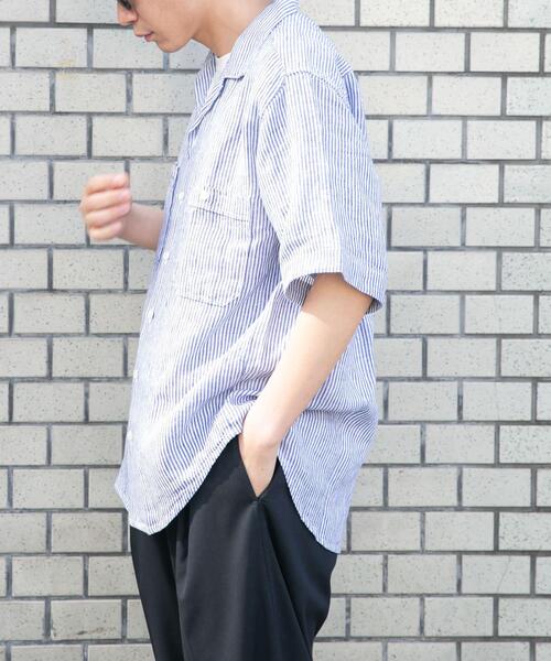 FORK&SPOON(フォークアンドスプーン)の「FORK&SPOON フレンチリネンオープンカラーショートスリーブシャツ(シャツ/ブラウス・メンズ・ブラウン/ブルー系その他/ベージュ系その他・4/5)」の5枚目の写真