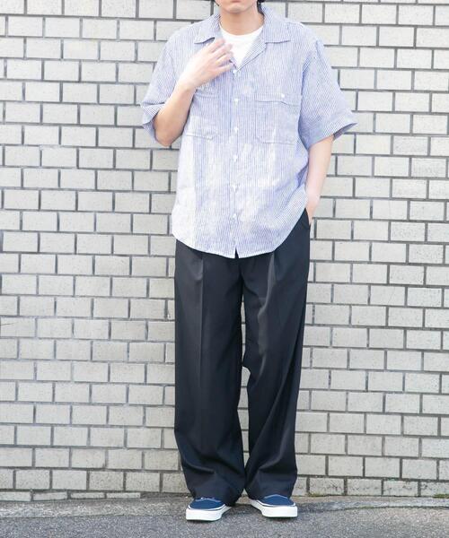 FORK&SPOON(フォークアンドスプーン)の「FORK&SPOON フレンチリネンオープンカラーショートスリーブシャツ(シャツ/ブラウス・メンズ・ブラウン/ブルー系その他/ベージュ系その他・4/5)」の6枚目の写真