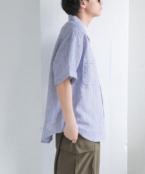 FORK&SPOON(フォークアンドスプーン)の「FORK&SPOON フレンチリネンオープンカラーショートスリーブシャツ(シャツ/ブラウス・メンズ・ブラウン/ブルー系その他/ベージュ系その他・4/5)」の9枚目の写真