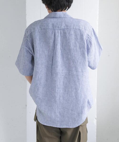 FORK&SPOON(フォークアンドスプーン)の「FORK&SPOON フレンチリネンオープンカラーショートスリーブシャツ(シャツ/ブラウス・メンズ・ブラウン/ブルー系その他/ベージュ系その他・4/5)」の10枚目の写真